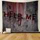 thumbnail image 1 of Tapiz de Zombie con monstruos detrás de la puerta de madera, tapiz de Halloween, decoración colgante de pared de fantasía de miedo para dormitorio, sala de estar y dormitorio, 1 of 4