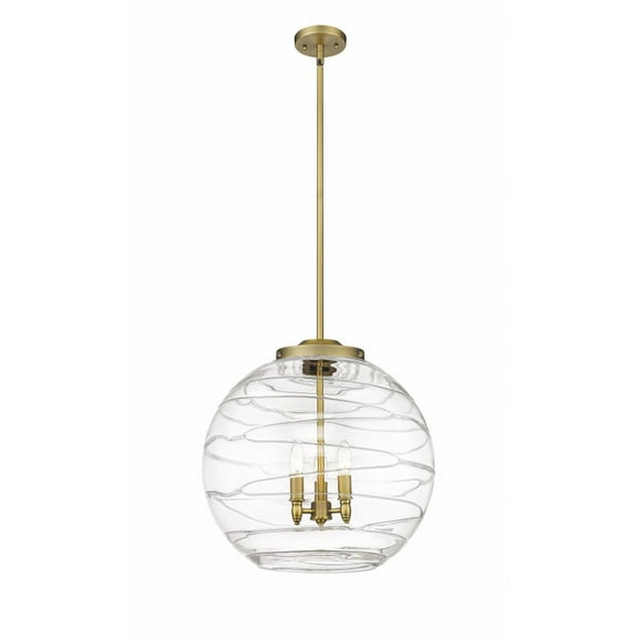 221-3S-BB-G1213-18 Innovations Lighting Athens Deco Swirl - 3 Light Pendant In Industrial Style-19.5 Inches Tall and 17.88 Inches Wide-Brushed Brass