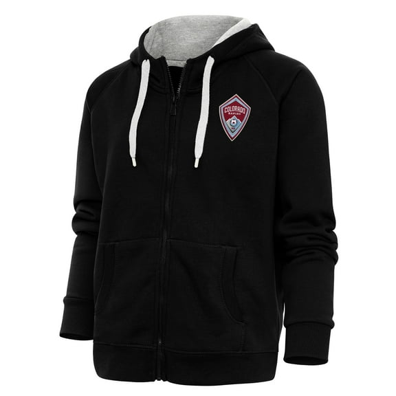 Women's Antigua Black Colorado Rapids Logo Victory Full-Zip Hoodie