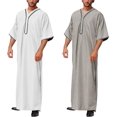 thumbnail image 2 of ZHAOCHENG Vestidos musulmanes, caftán musulmán para hombre, abaya, túnica de Dubái para hombre, kandoura étnica de Oriente Medio, ropa de oración para hombre, estilo saudí, dishdasha, thobe árabe, rop, 2 of 5