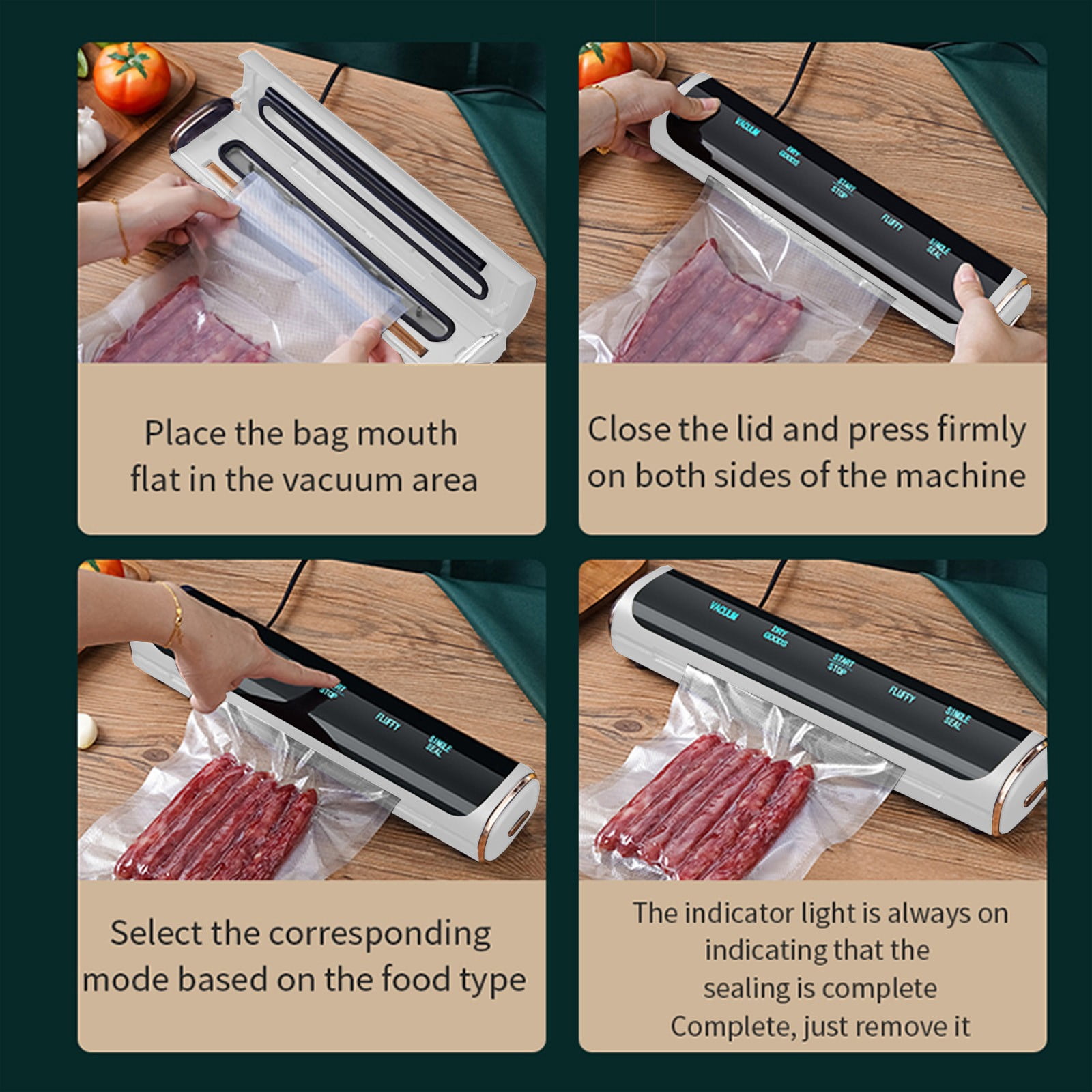 Vacuum Sealer Machine With 10 Bags, Dry And Moist Food Sealer For Airtight Storage, Kitchen Preservation System, ABS Material, White Or Blue