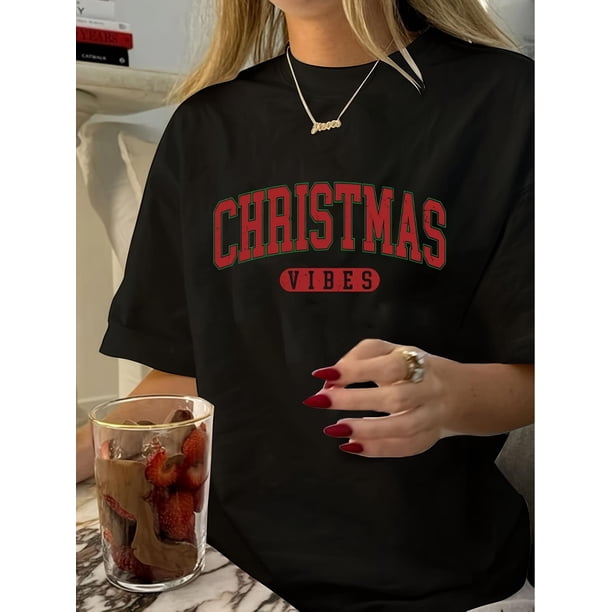 Camiseta con estampado geométrico de inspiración vintage para mujer - Cuello redondo informal, manga corta, algodón, lavable a máquina - Perfecta para verano y tiempo libre.