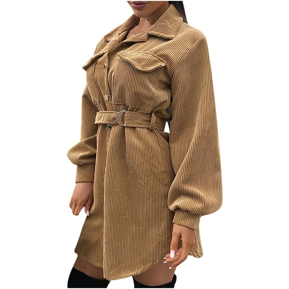 AOOCHASLIY Clothes Women's Pockets Buttons Long Sleeve Tops Outwear Solid Color Turn-down Collar Jacket Coat