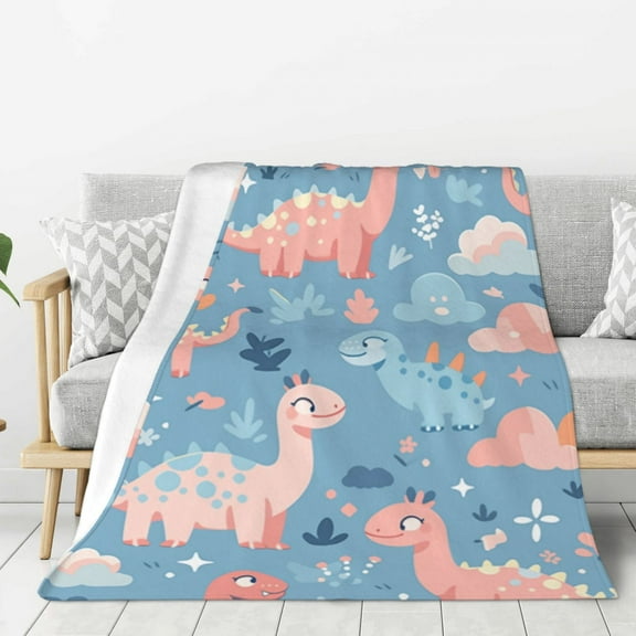 Pink Dinosaur Lightweight Plush Fuzzy Cozy Soft Blankets 40"X30"