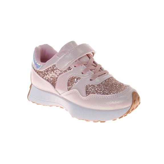 Kensie Girl Low Top Glitter Sneakers with Hook-and-Loop Closure, Sizes 12-4