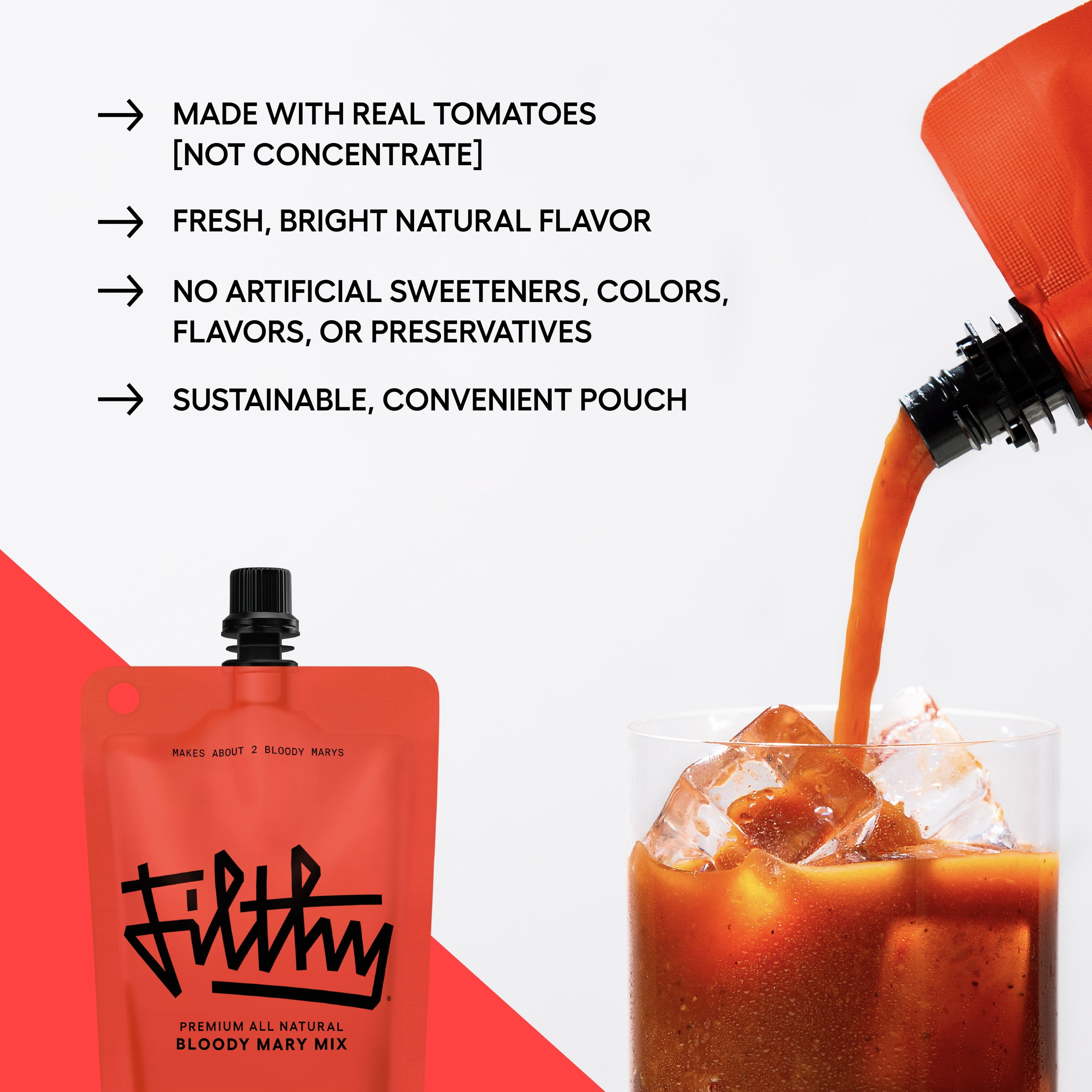 Filthy Bloody Mary Mix Premium Cocktail Mixer 32 fl oz Pouch (1-Pack)