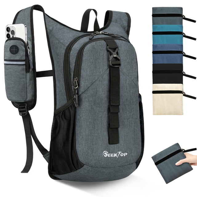 Mochila de Senderismo Seektop 15L para Mujer y Hombre Impermeable Gris
