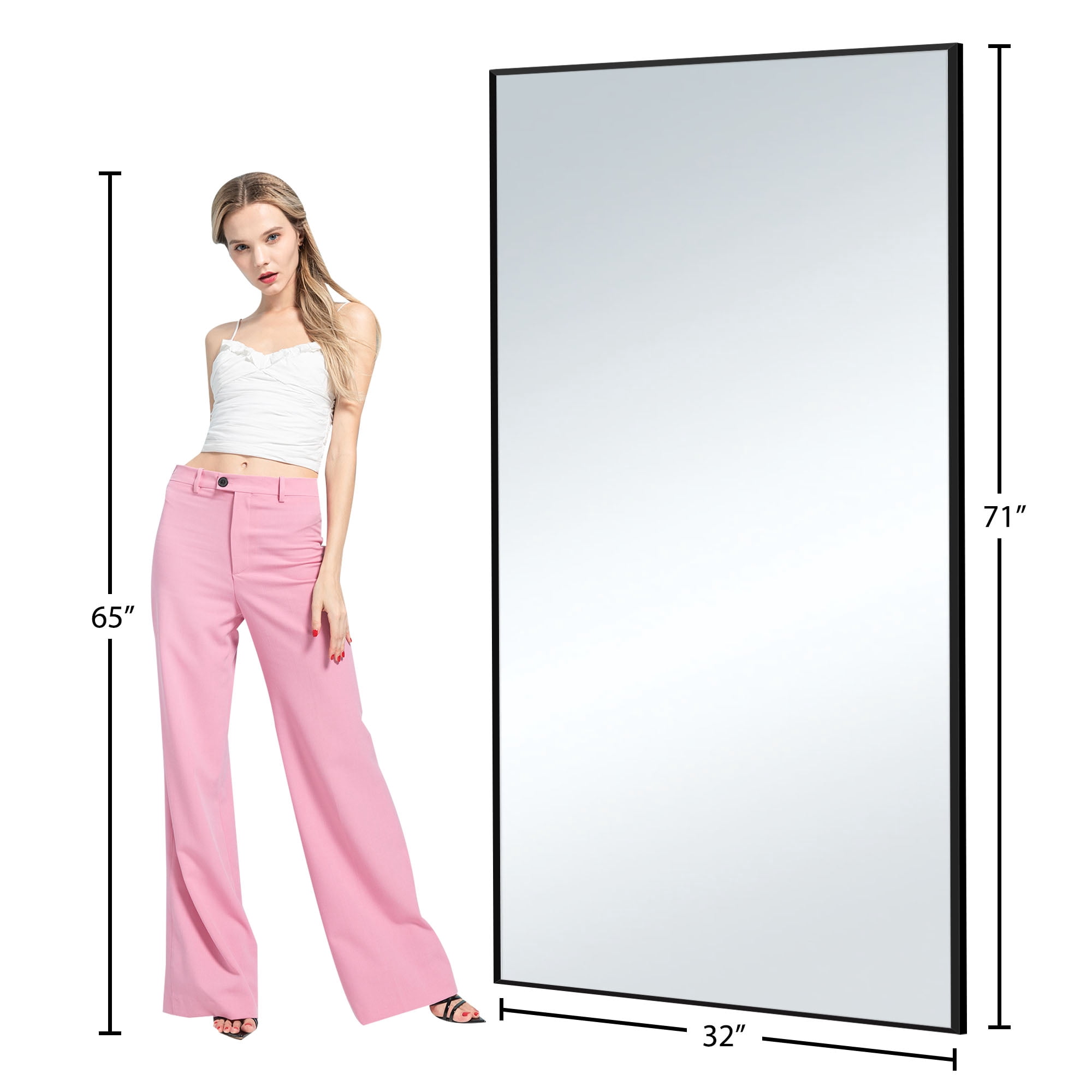 71" x 32" Full Length Mirror Standing Rectangle Body Dressing Floor Mirrors Black