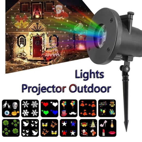 4th of July Projector,Christmas Halloween Lights Projector,Waterproof Indoor Remote Control LED Projector Lights,12 Slides Holiday Light Party Outdoor Garden House Apartment Kids Room Night Light