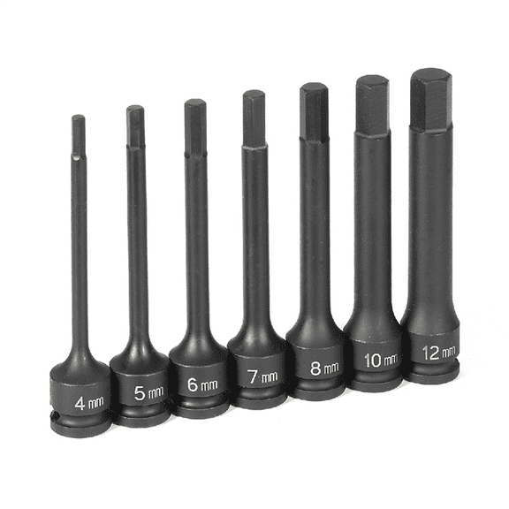 Grey Pneumatic 3/8" Dr. 7 Pc. 4" Length Metric Hex Driver Set