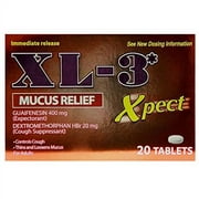 XL-3 Xpect Mucus Relief, .. Thins and Loosens Mucus, .. Expectorant, 20 Tablets, Box