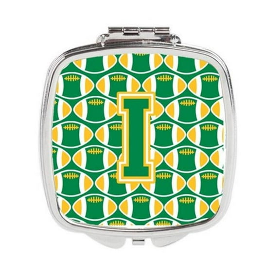 Letter I Football Green & Gold Compact Mirror