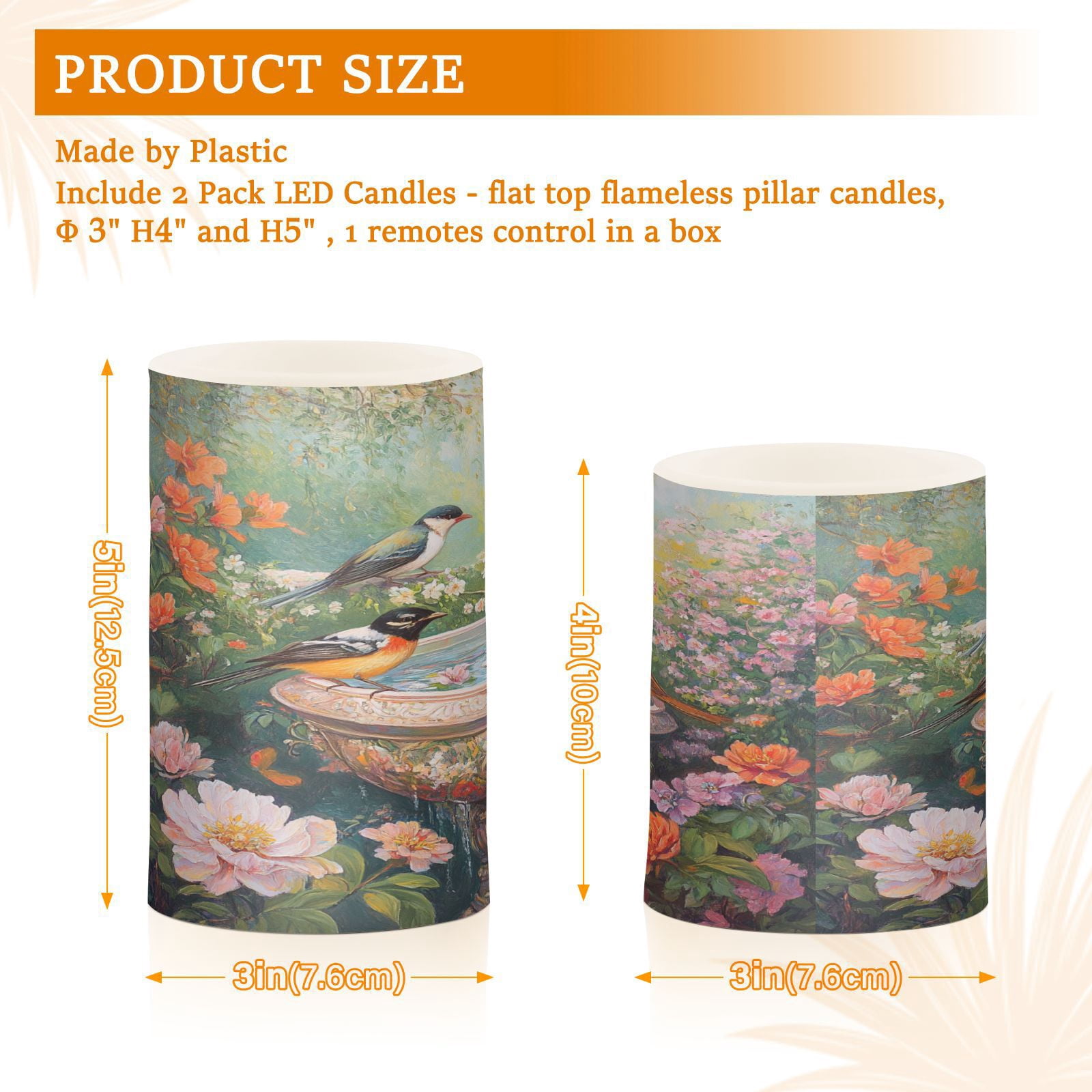 BZSMCE Flameless Candles LED Lights Plainting Of Colorful Birds Creativity Battery Candles