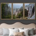 thumbnail image 3 of wall26 3 Panel Framed Canvas Wall Art - Landscape Waterfall on The Cliff in Mountains - Giclee Print Gallery Wrap Modern Home Art Ready to Hang - 24&quot;x36&quot;x3 NATURAL, 3 of 5