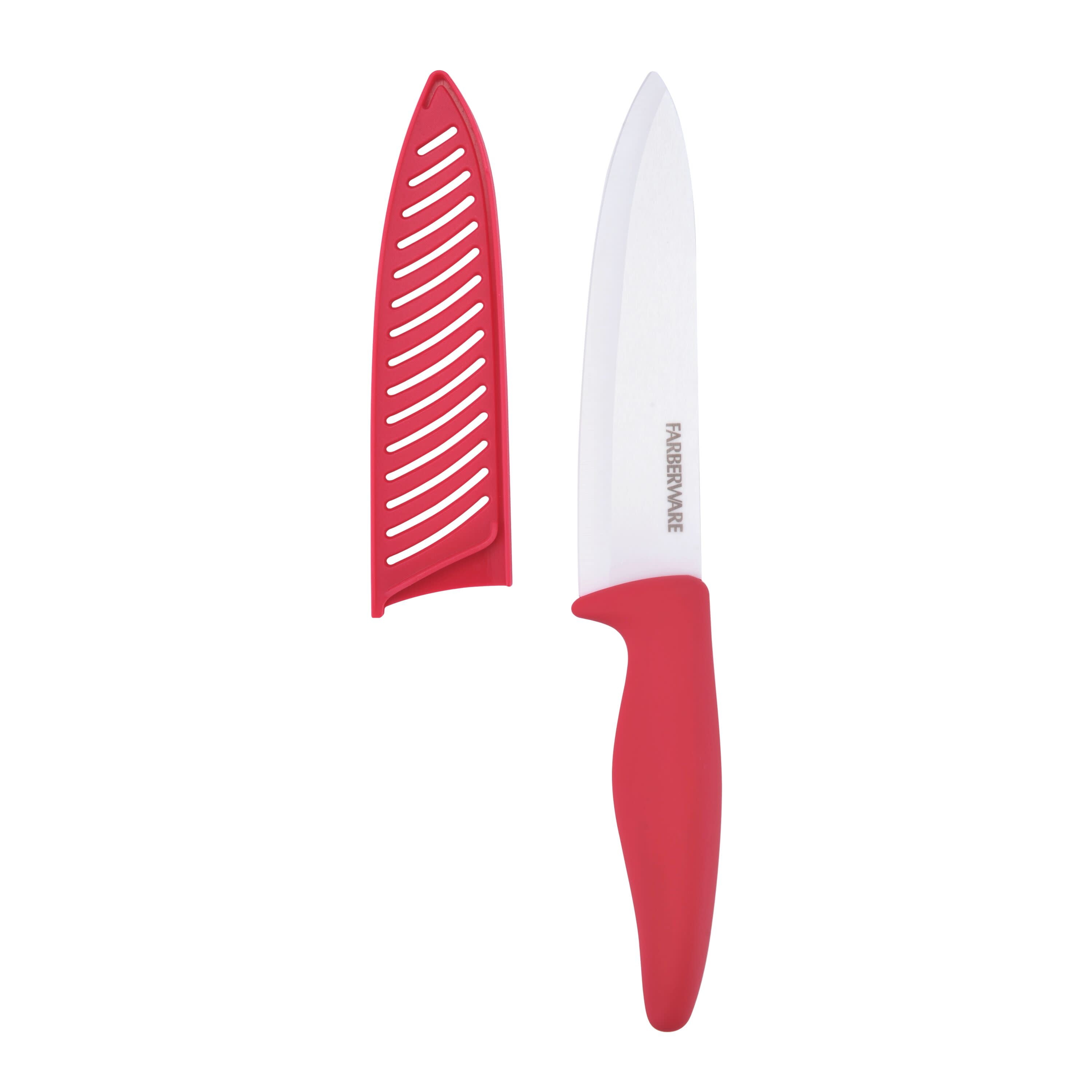 Ceramic Knives Set with Covers - 6 Pcs - Red