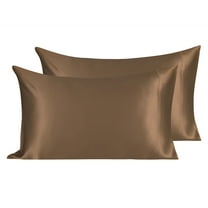 Unique Bargains 2-Pack 19 Momme 100% Natural Silk Pillowcases Coffee Color Queen