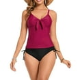 thumbnail image 1 of Swimming Suits For Women Solid Color Spaghetti Strap V Neck Camisole And Panty Set Split Swimsuit Two Piece Tankinis Swimwears Bathing Suits,Red,M, 1 of 8