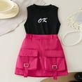 thumbnail image 2 of Staki Girl 2 Piece Outfits Toddler Girl Summer Clothes Ribbed Knit Tank Tops Floral Print Pleated Mini Skirts 2Pcs Outfits Set 3T 4T 5T Red,18-24 Months, 2 of 4