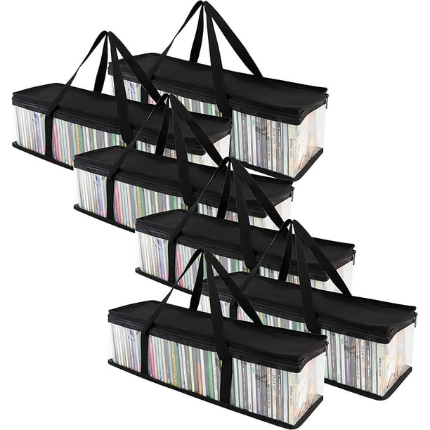 CD Storage Bags (6 Pack) Transparent PVC Media Storage Water Resistant CD Holder Case with