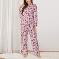 thumbnail image 2 of Pajama Sets for Women 2 Pcs, Cute Fox Pink Tree Button Down Long Sleeve Sleepwear Lounge PJ Sets, 2 of 6