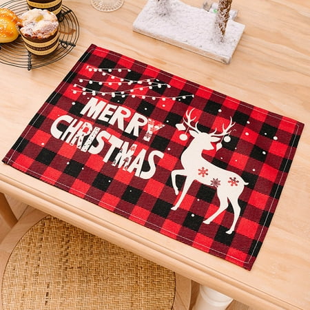 

Kitchen Organization Red And Black Christmas Table Placemats Christmas Rustic Vintage Washable Table Mats Home&Kitchen
