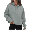 thumbnail image 1 of WEAIXIMIUNG Sweat à Capuche Zippé pour Femmes Grande Taille Mode Décontractée à Manches Longues Couleur Unie, 1 of 4