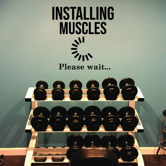 Installing Muscles Wait Quote Fitness Workout Success Motivation Quotes Wall Decals Healthy Lifestyle for Girls Boys Gym Home Sports Room Decor Vinyl Wall Art Stickers Decoration Size (40x40 inch)