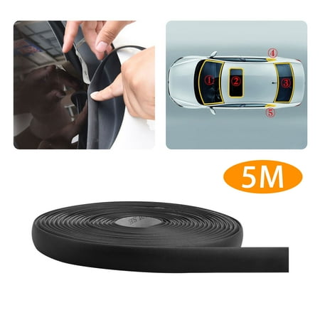 Front Windshield Seal 5M/196 Inchs Waterproof Rubber Seal Weather Strip Trim for Car Front Rear Windshield ()