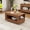 Brown Woodgrain Large, variant on Coffee Table with Storage, 39" Small Center Table with Transparent Legs and Sides Storage, Farmhouse 2-Tier Coffee Tables for Living Room, Home Office, Apartment, Brown Wood Grain Finish
