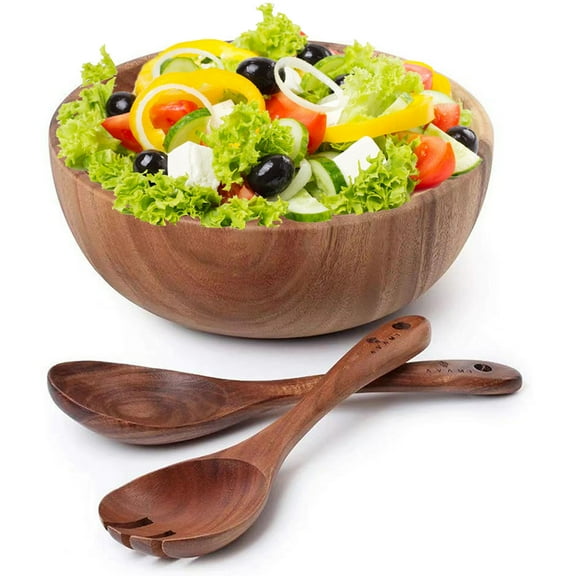 Wooden Salad Bowl Sets With Spoon Fork,Salad Mixing Bowl 3Pcs Salad Bowl Set-Outfit