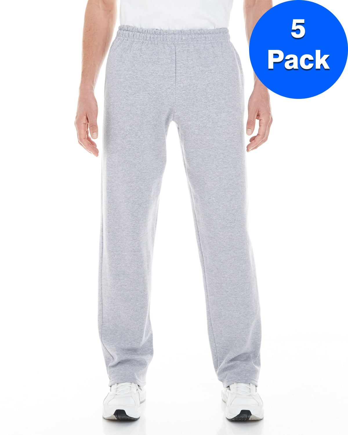 Mens 8 oz. Open-Bottom Sweatpants with Pockets 5 Pack - Walmart.com
