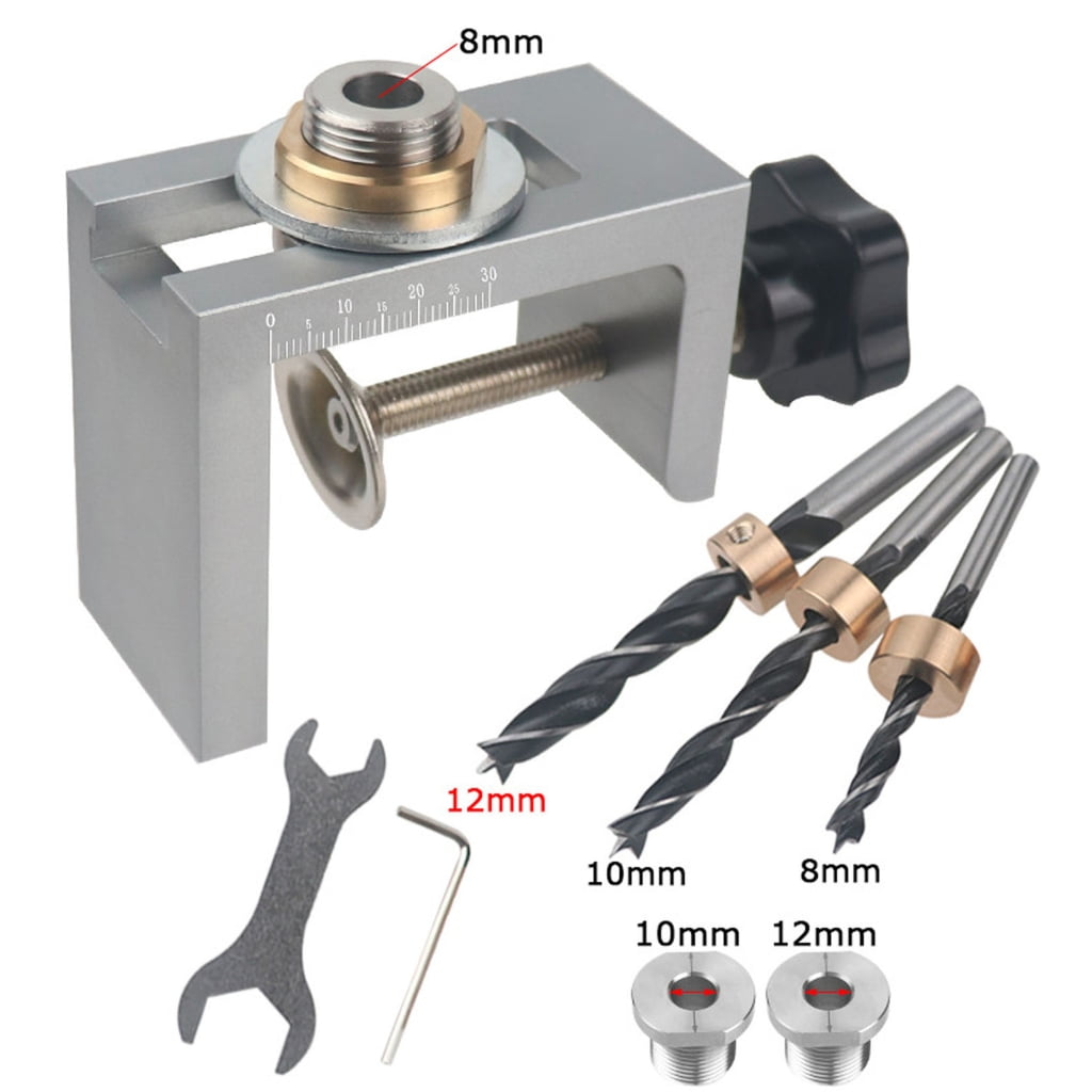 Pocket Hole Jig Kits Drill Template Dowel Hole Guide for Woodworking Pocket Doweling Jig Kits Tool Puncher Woodworking