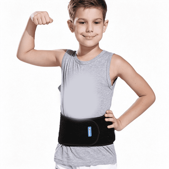 XIRQI Kids Adjustable Waist Belt Brace Support,Black|Abdominal Band,Back Support,Ballet Dance Protector,Dance Belt for Performance