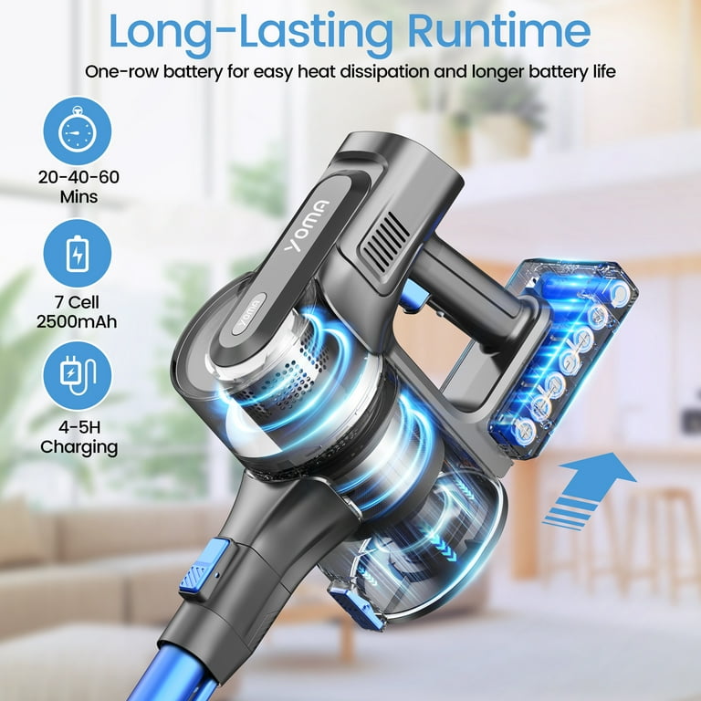YOMATECH Cordless Vacuum Cleaner 30Kpa 350W Powerful Stick Vacuum 6 in 1 Lightweight Vacuum Cleaners for Home Hardfloor Carpet Pet Hair