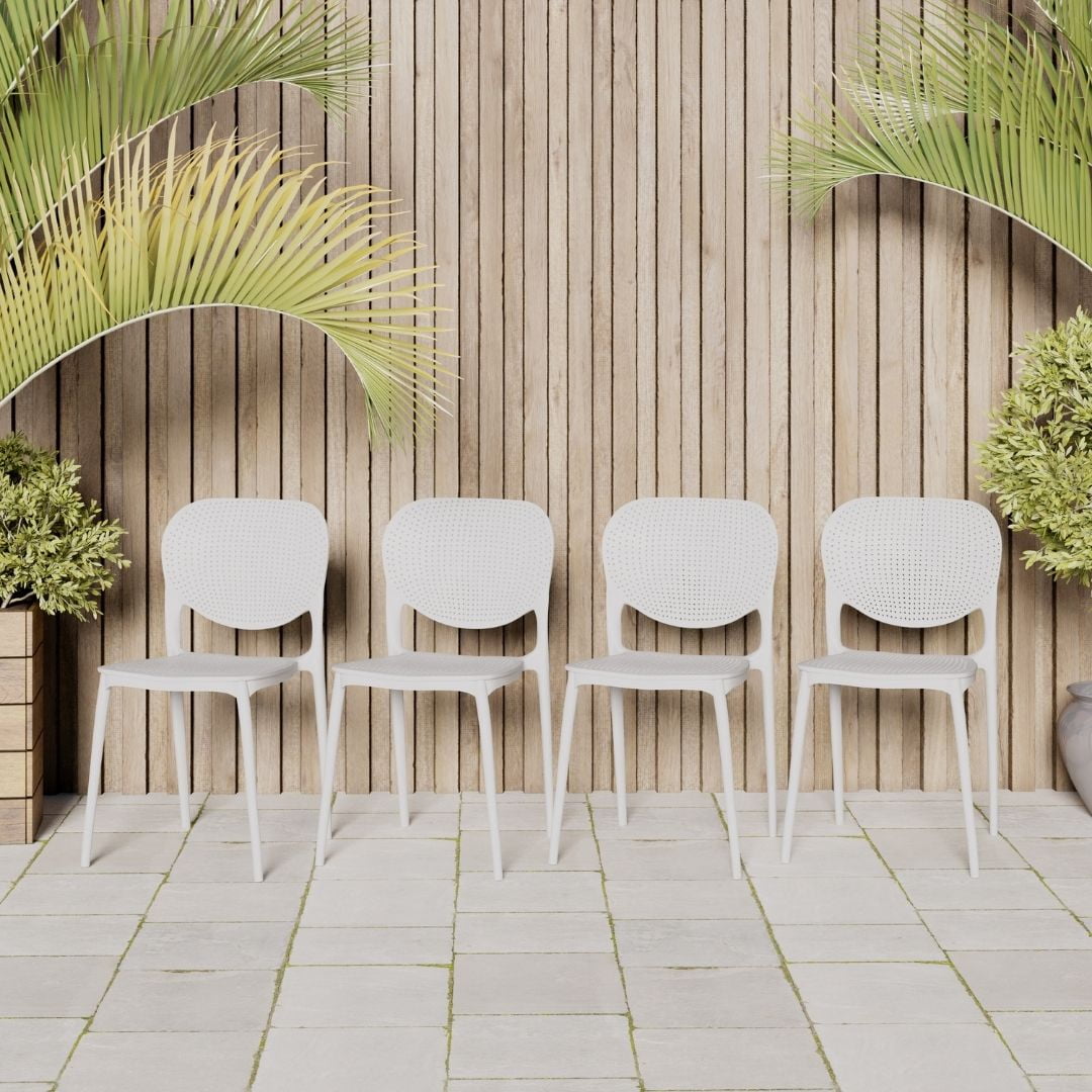 Amazonia Dalai 9- Piece Teak Wood Outdoor Dining Set White