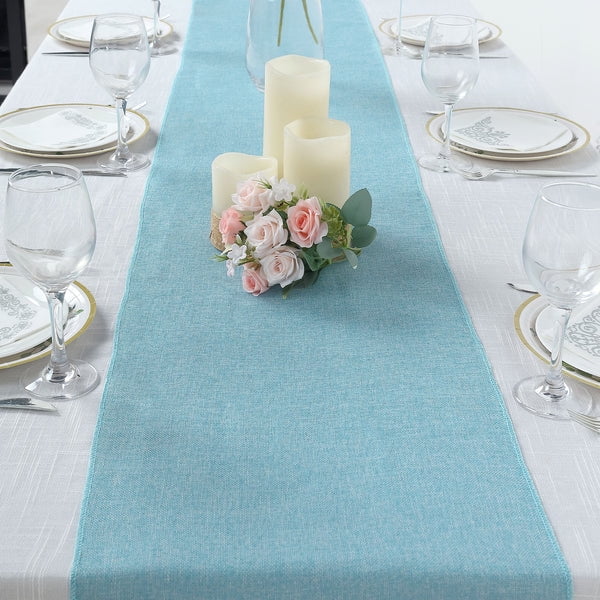 Efavormart 14"x108" Turquoise Boho Chic Rustic Table Runner Linen Jute ...