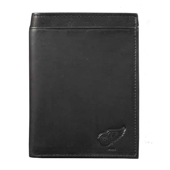 Detroit Hockey Red Wings Black Leather RFID Blocking Passport Holder Cover Travel Billfold Wallet for Men & Women