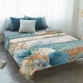 thumbnail image 4 of Teal Brown Beach Coastal Blanket Soft Cozy Warm Throw Blanket for Couch, Plush Fuzzy Flannel Fleece Blankets for Sofa, Summer Nautical Coral Shell Botanical Vintage Bed Blankets for Men, 50"x60", 4 of 9