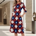 thumbnail image 5 of BOMYJESK Womens Maxi Dress 250th Anniversary USA Flag Floral A-Line Dress 4th July 2026 Summer Dresses Boho Independence Day Casual Evening Dress for Party Navy 2XL, 5 of 6