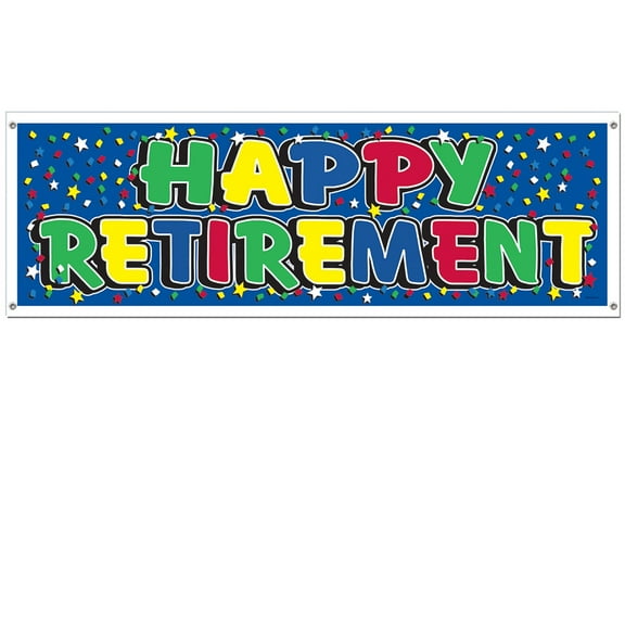 Party Central Club Pack of 12 Multi-Colored Retirement Themed Happy Retirement Sign Banner Party