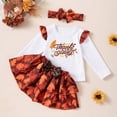 thumbnail image 4 of Wonitaaizi Baby Girl Thanksgiving Outfit Long Sleeve Letter Print Romper Mini Skirt Headband 3Pcs Clothes Set (4-5 Years,White), 4 of 7