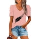 thumbnail image 1 of Puntoco Liquidación de blusas cortas para mujer, blusa holgada informal de manga corta a la moda para mujer, 1 of 4