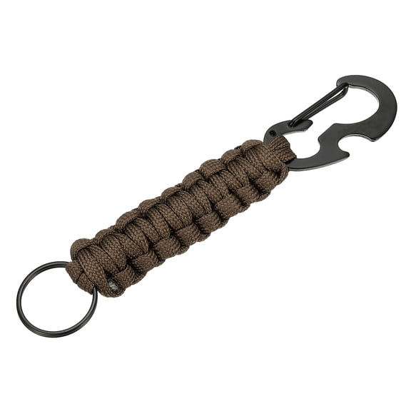 Uxcell Heavy Duty Braided Paracord Keychain, Paracord Keychains Landyard Necklace with Bottle Opener D Hook Clip for Camping Hiking Outdoor Activities Key Ring, Coffee