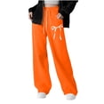 thumbnail image 2 of Nekdswn Girls Wide Leg Sweatpants Bow Print Baggy Athletic Pants with Pockets Teen Grils Fleece Lined Drawstring Waist Sweat Pants, 2 of 8
