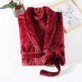 thumbnail image 5 of Unisex Winter Bathrobe Thick Warm Great Water Absorbent Solid Color Lace Up Long Sleeve Cardigan Lapel Pockets Knee Length Nightgown, 5 of 5