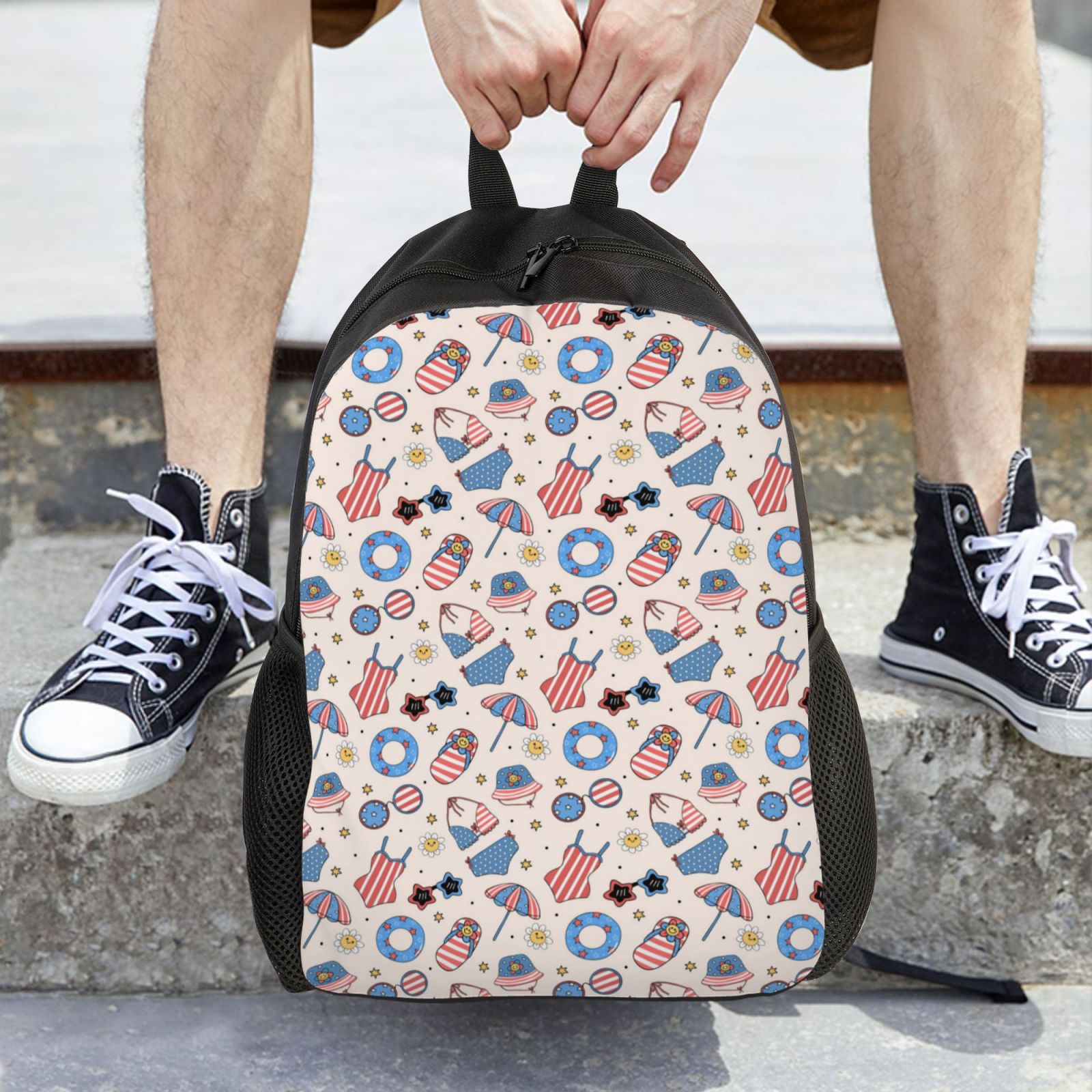 Xecao 4th Of July1 Print School Backpack with Laptop Compartment Small Travel Laptop Backpack for Women Men Waterproof College Backpack Simple School Bag