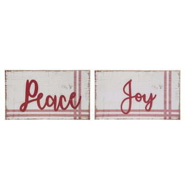 Transpac Wood 12.99 in. Multicolored Christmas Ticking Stripe Block Decor Set of 2