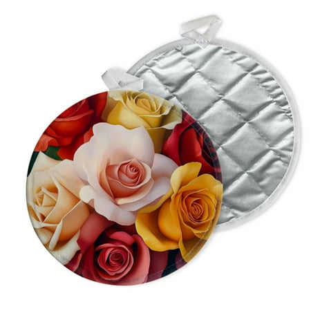 

2 PCS Pot Holders for Kitchen Potholders Sets with Hook for Oven Cooking Baking Vivid - Hued Rose Composition