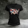thumbnail image 3 of Women's Short Sleeve Round Neck T-Shirt with AMERICA 250th Anniversary Graphic Print, Casual Independence Day Top for Patriotic Celebrations Black 3XL, 3 of 4