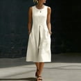 thumbnail image 2 of SAWOBUUN Womens Sleeveless Cotton Blend Midi Dress Crew Neck Casual Loose Fit Tank Dress Casual Summer Dress, 2 of 6